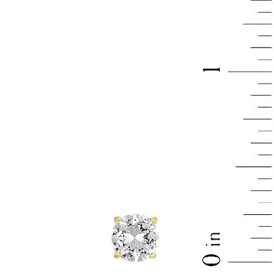 Men's Steel Nation Gold-Tone Stainless Steel Lab-Created White Sapphire 6mm Stud Earrings