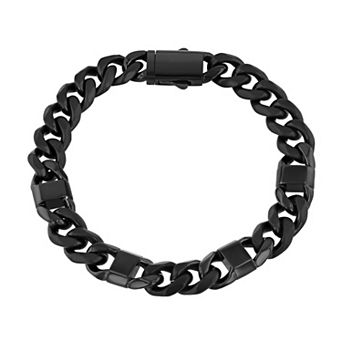 Men's Steel Nation Black Ion Plated Stainless Steel Link Bracelet