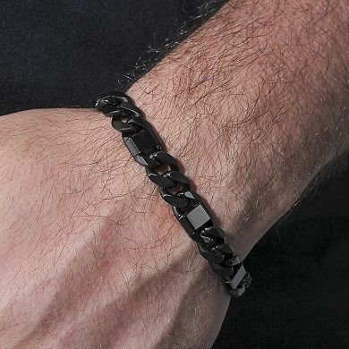 Men's Steel Nation Black Ion Plated Stainless Steel Link Bracelet