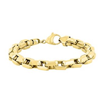 Men's Steel Nation Gold-Tone Stainless Steel Pyramid Link Bracelet