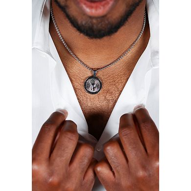 Steel Nation Men's 1/4 Carat T.W. Diamond Stainless Steel Praying Hands Pendant Necklace