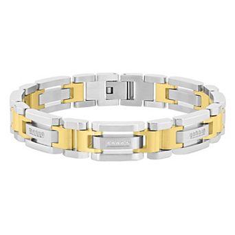 Steel Nation Men's 1/6 Carat T.W. Diamond Gold-Tone Ion-Plated Stainless Steel Link Bracelet
