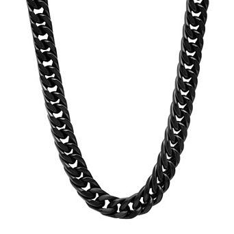 Steel Nation Men's Black Ion-Plated Stainless Steel Matte Curb Link Chain