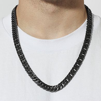 Steel Nation Men's Black Ion-Plated Stainless Steel Matte Curb Link Chain