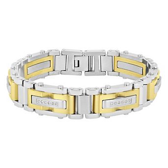 Steel Nation Men's 3/8 Carat T.W. Lab-Created Diamond Gold-Tone Stainless Steel Bracelet