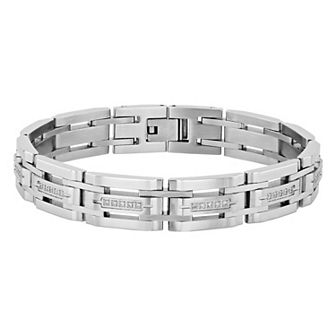 Steel Nation Men's 1/2 Carat T.W. Lab-Created Diamond Stainless Steel Bracelet