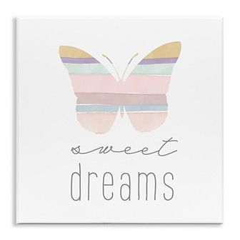 Stupell Home Decor Sweet Dreams Pastel Butterfly Wooden Wall Art