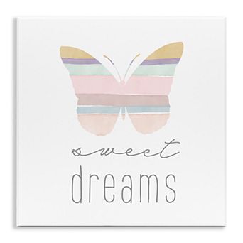 Stupell Home Decor Sweet Dreams Pastel Butterfly Wooden Wall Art