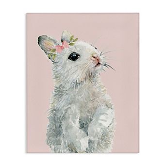 Stupell Home Decor Fuzzy Bunny on Pink Canvas Wall Art