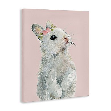 Stupell Home Decor Fuzzy Bunny on Pink Canvas Wall Art
