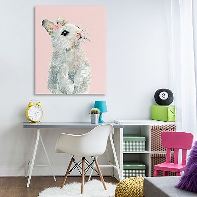 Stupell Home Decor Fuzzy Bunny on Pink Canvas Wall Art