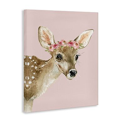 Stupell Home Decor Baby Deer Flower Crown Canvas Wall Art