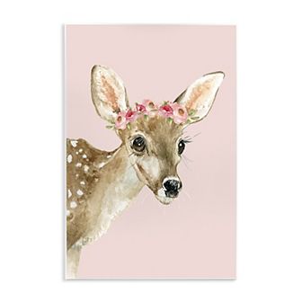 Stupell Home Decor Baby Deer Flower Crown Wooden Wall Art