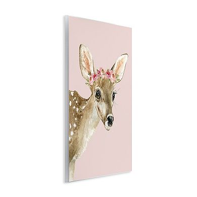 Stupell Home Decor Baby Deer Flower Crown Wooden Wall Art