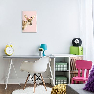 Stupell Home Decor Baby Deer Flower Crown Wooden Wall Art