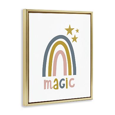 Stupell Home Decor Rainbow With Magic Phrase Framed Floating Canvas Wall Art