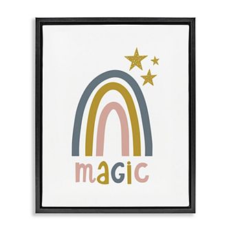 Stupell Home Decor Rainbow With Magic Phrase Framed Floating Canvas Wall Art