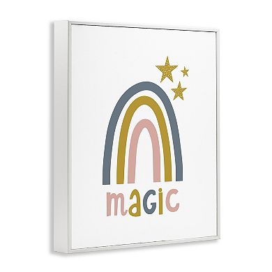 Stupell Home Decor Rainbow with Magic Phrase Framed Canvas Wall Art
