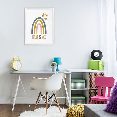 Stupell Home Decor Rainbow with Magic Phrase Framed Canvas Wall Art