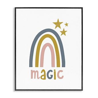 Stupell Home Decor Rainbow with Magic Phrase Framed Canvas Wall Art