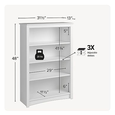Prepac 4-Shelf White Bookcase