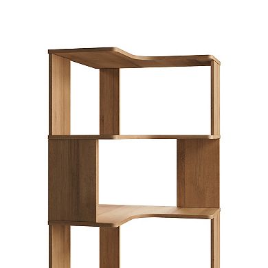 Prepac Nordik 6-Tier Modern Mid Century Corner Bookcase
