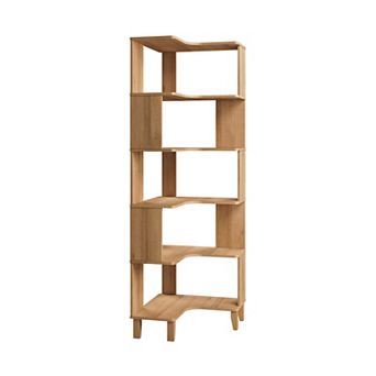 Prepac Nordik 6 tier Modern Mid Century Corner Bookcase