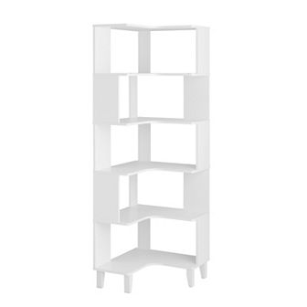 Prepac Nordik 6 tier Modern Mid Century Corner Bookcase