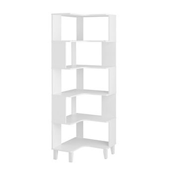 Prepac Nordik 6 tier Modern Mid Century Corner Bookcase