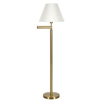 Finley & Sloane Moby Brass Swing Arm Fabric Empire Shade Floor Lamp