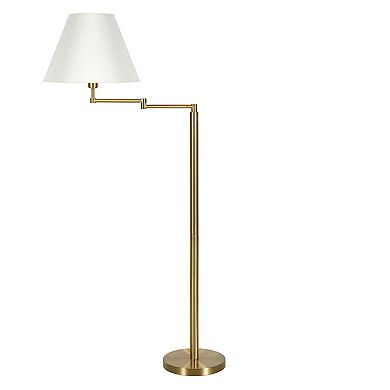 Finley & Sloane Moby Brass Swing Arm Fabric Empire Shade Floor Lamp