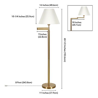 Finley & Sloane Moby Brass Swing Arm Fabric Empire Shade Floor Lamp