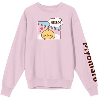 Juniors' Piyomaru Hello Long Sleeve Crew Fleece Sweatshirt