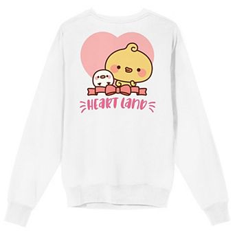 Juniors' Piyomaru Heart Background Long Sleeve Crew Top