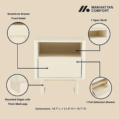 MANHATTAN COMFORT Ella Modern 1-Drawer Nightstand 2-Piece Set