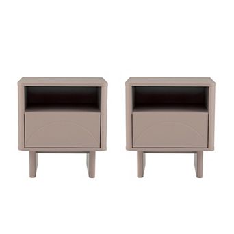 MANHATTAN COMFORT Ella Modern 1-Drawer Nightstand 2 pc Set