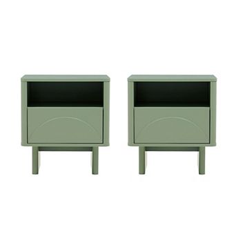 MANHATTAN COMFORT Ella Modern 1-Drawer Nightstand 2 pc Set