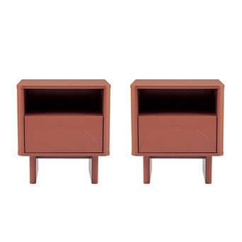 MANHATTAN COMFORT Ella Modern 1-Drawer Nightstand 2 pc Set
