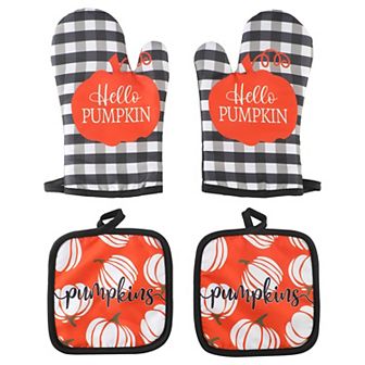Pumpkin Oven Mitt and Pot Holder 4 pc Set