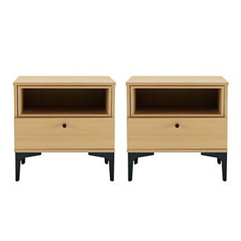 MANHATTAN COMFORT Amara Modern 1-Drawer Nightstand 2 pc Set