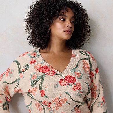 Plus Size LC Lauren Conrad V-Neck Pullover Sweater