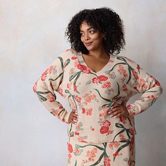 Plus Size LC Lauren Conrad V-Neck Pullover Sweater