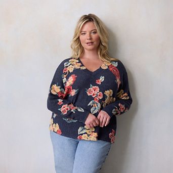 Plus Size LC Lauren Conrad V-Neck Pullover Sweater