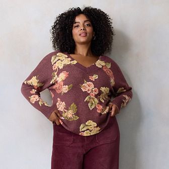 Plus Size LC Lauren Conrad V-Neck Pullover Sweater
