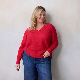 Plus Size LC Lauren Conrad V-Neck Pullover Sweater