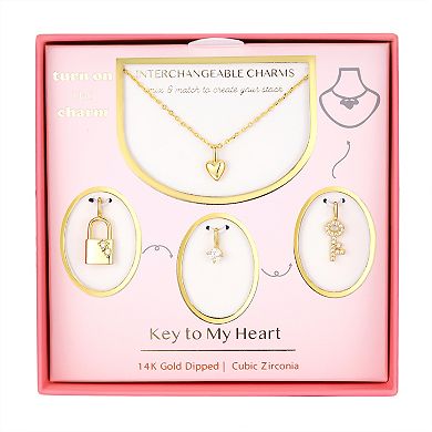 Taylor Grace Turn On the Charm Key to My Heart Interchangeable Cubic Zirconia Charm Set