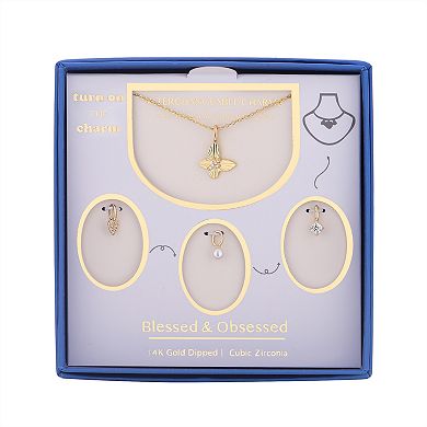 Taylor Grace Turn On the Charm Blessed & Obsessed Interchangeable Cubic Zirconia & Cultured Pearl Charm Set