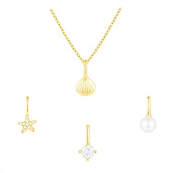 Taylor Grace Turn On the Charm Seas the Day Interchangeable Cubic Zirconia & Simulated Pearl Charm Set