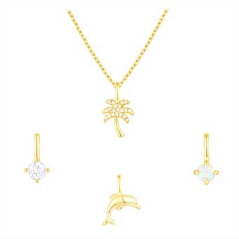 Taylor Grace Turn On the Charm Fun in the Sun Interchangeable Cubic Zirconia & Simulated Opal Charm Set