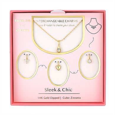 Taylor Grace Turn On the Charm Sleek & Chic Interchangeable Cubic Zirconia Charm Set
